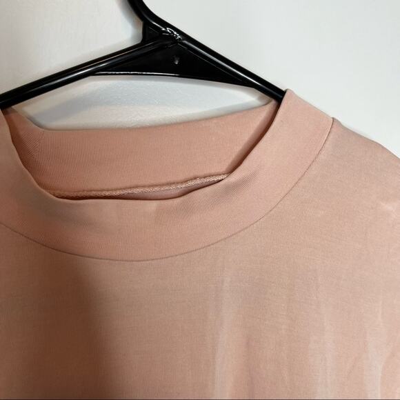 Madewell Sandwashed Mock Neck Tee In Sheer Pink Size Small - Picture 3 of 7